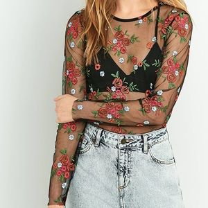 Urban Outfitters Pins & Needles Sheer Floral Long-Sleeve